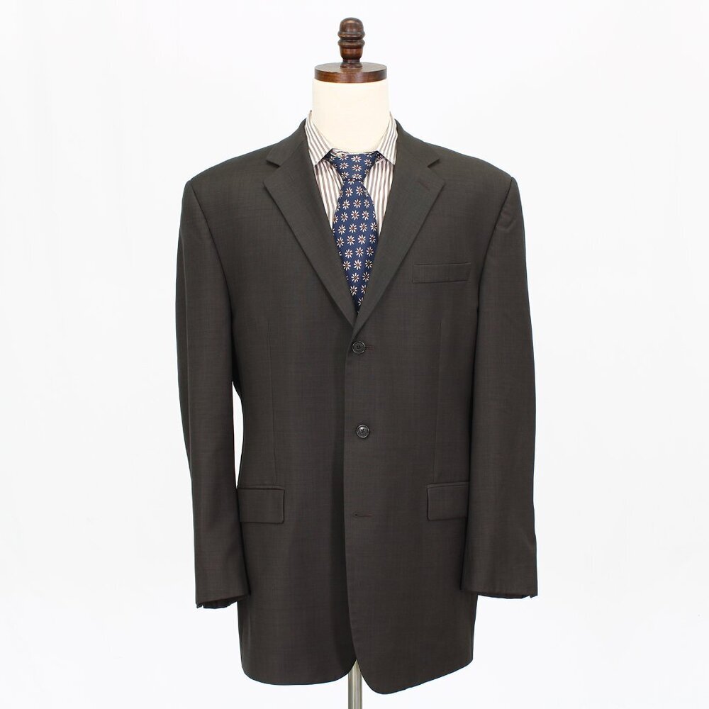 Calvin Klein 44L Brown Solid 3-Button Sport Coat Blazer Jacket G548